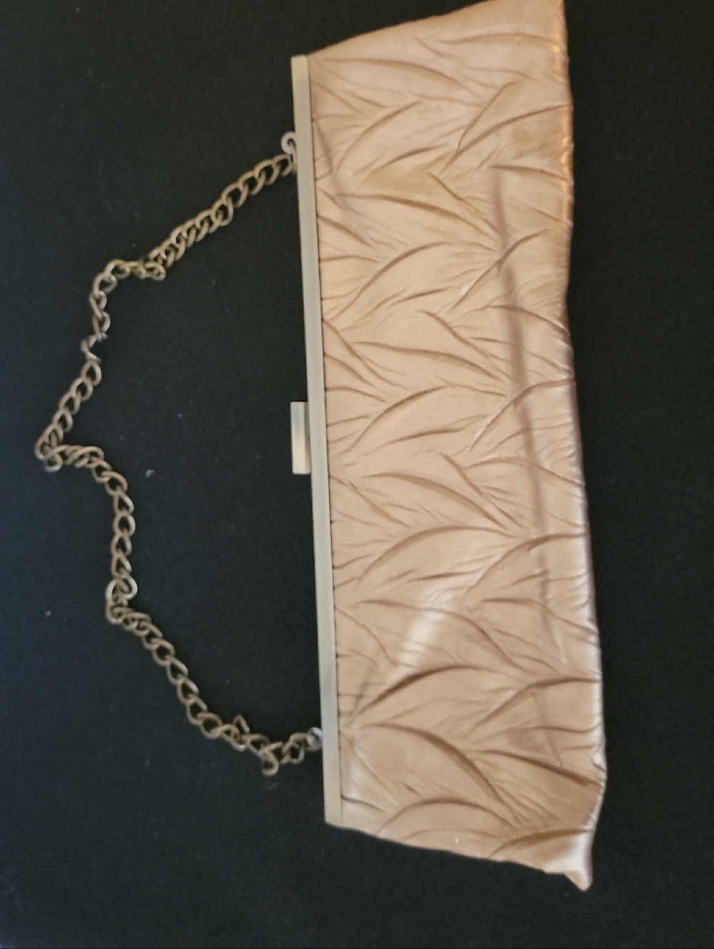 Jessica McClintock Satin Blush Gold Chain Clutch